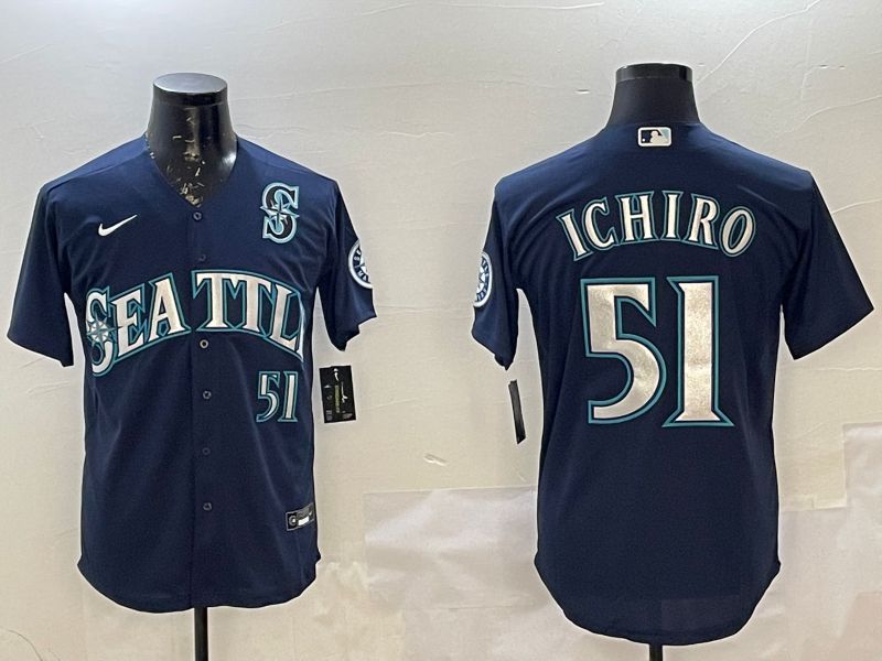 Men Seattle Mariners 51 Ichiro Blue Game 2025 Nike MLB Jersey style 2